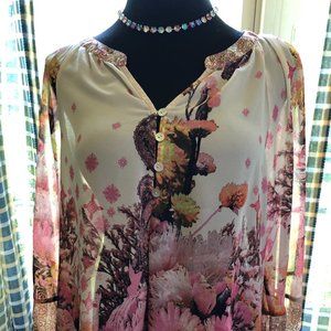 Sheer & Elegant Flowered Blouse